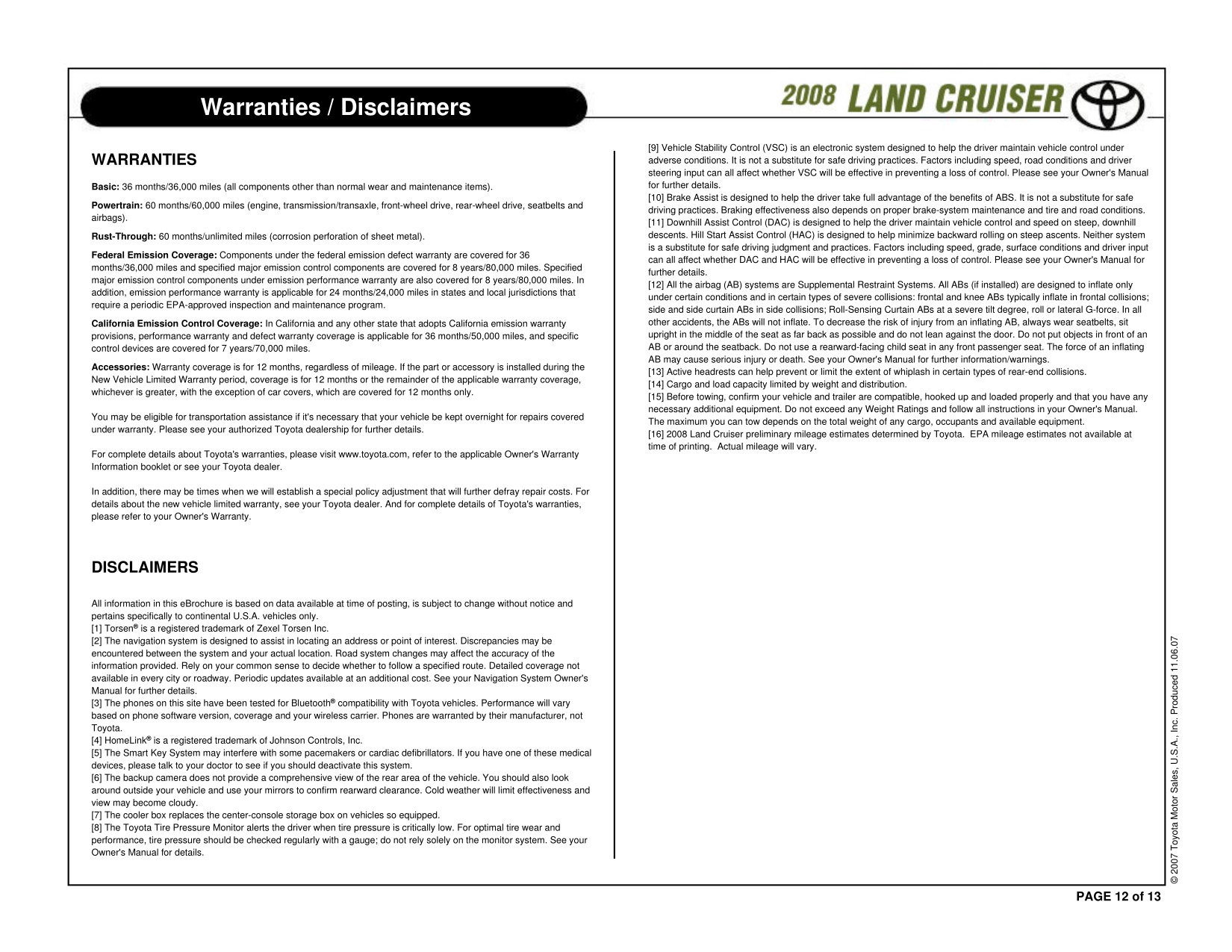 2008 Toyota Land Cruiser Brochure Page 2